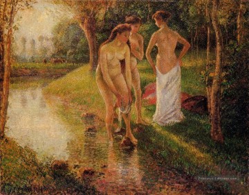 baigneurs 1896 Camille Pissarro Peinture à l'huile